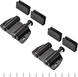 2 Set Black Double Door Magnetic Touch Latches, Auto-Lock, Adjustable, 3-6mm Glass Door, Modern Style, Cabinet and Furniture Door Catches