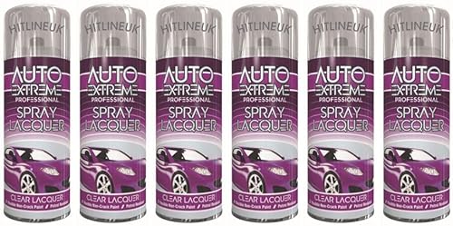 HitlineUK 6 x 400ml Clear Lacquer Spray Paint Furniture Paint Wood Paint Clear Coat Spray Paint