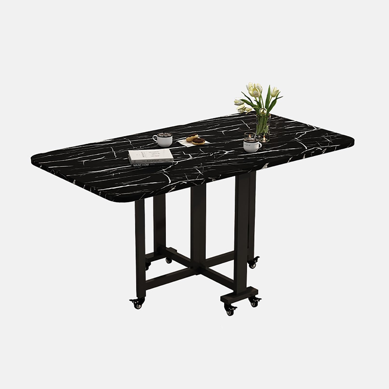 Table à manger pliante extensible à roues, le bureau multifonction en bois
