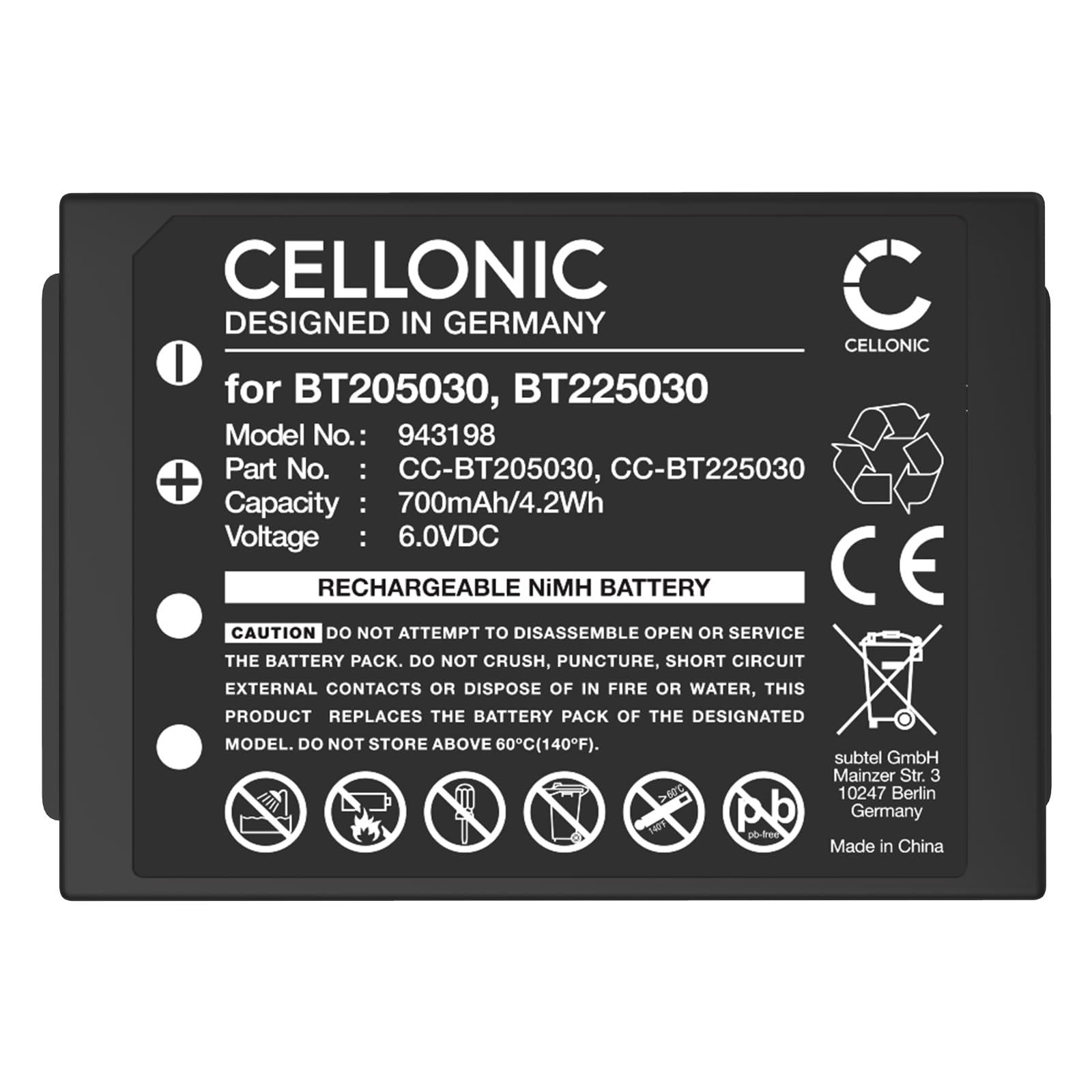 CELLONIC 1x Akku kompatibel mit HBC Radiomatic Tele Teach TTB 05 | 1x, (700mAh-6V-NiMH), Fernbedienung Akku, für HBC Radiomatic BT225030, BT205030, Tele Teach TTB 05
