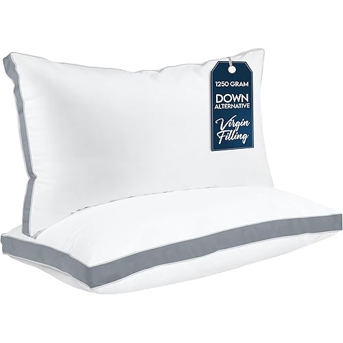 Utopia Bedding Bed Pillows for Sleeping King Size (Grey), Set of 2, Cooling Hotel Quality, Gusseted Pillow for Back, Stomach or Side Sleepers