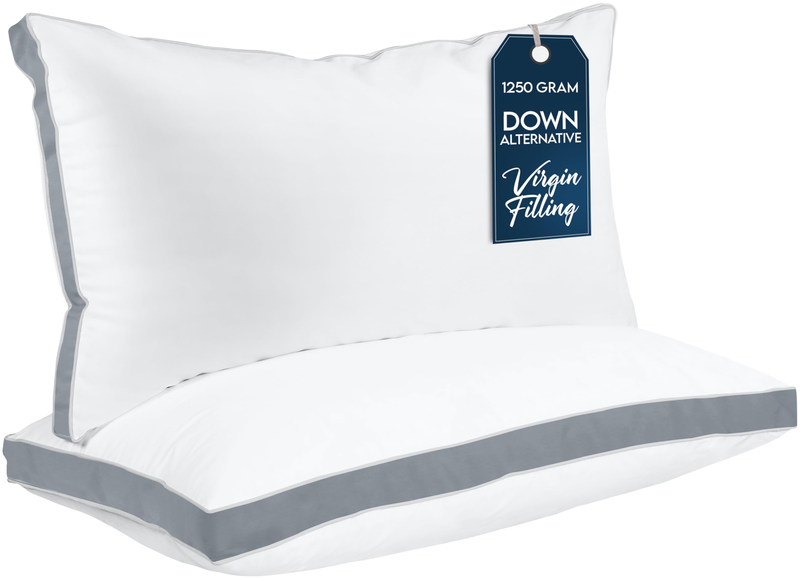 Utopia Bedding Bed Pillows for Sleeping King Size (Grey), Set of 2, Cooling Hotel Quality, Gusseted Pillow for Back, Stomach or Side Sleepers