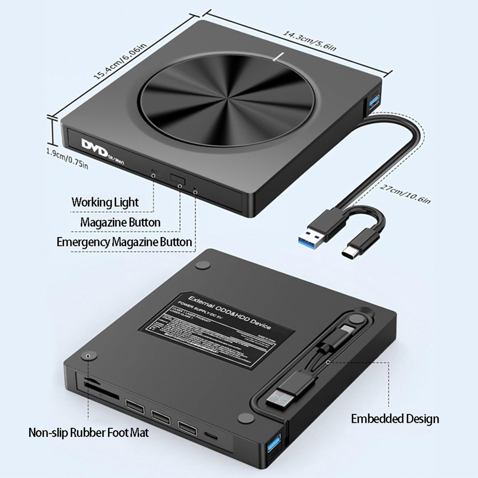 unità/CD Esterne USB 3.0 Tipo C con Lettori schede SDTF integrati e 4 unità ottiche con connessione USB Tipo C