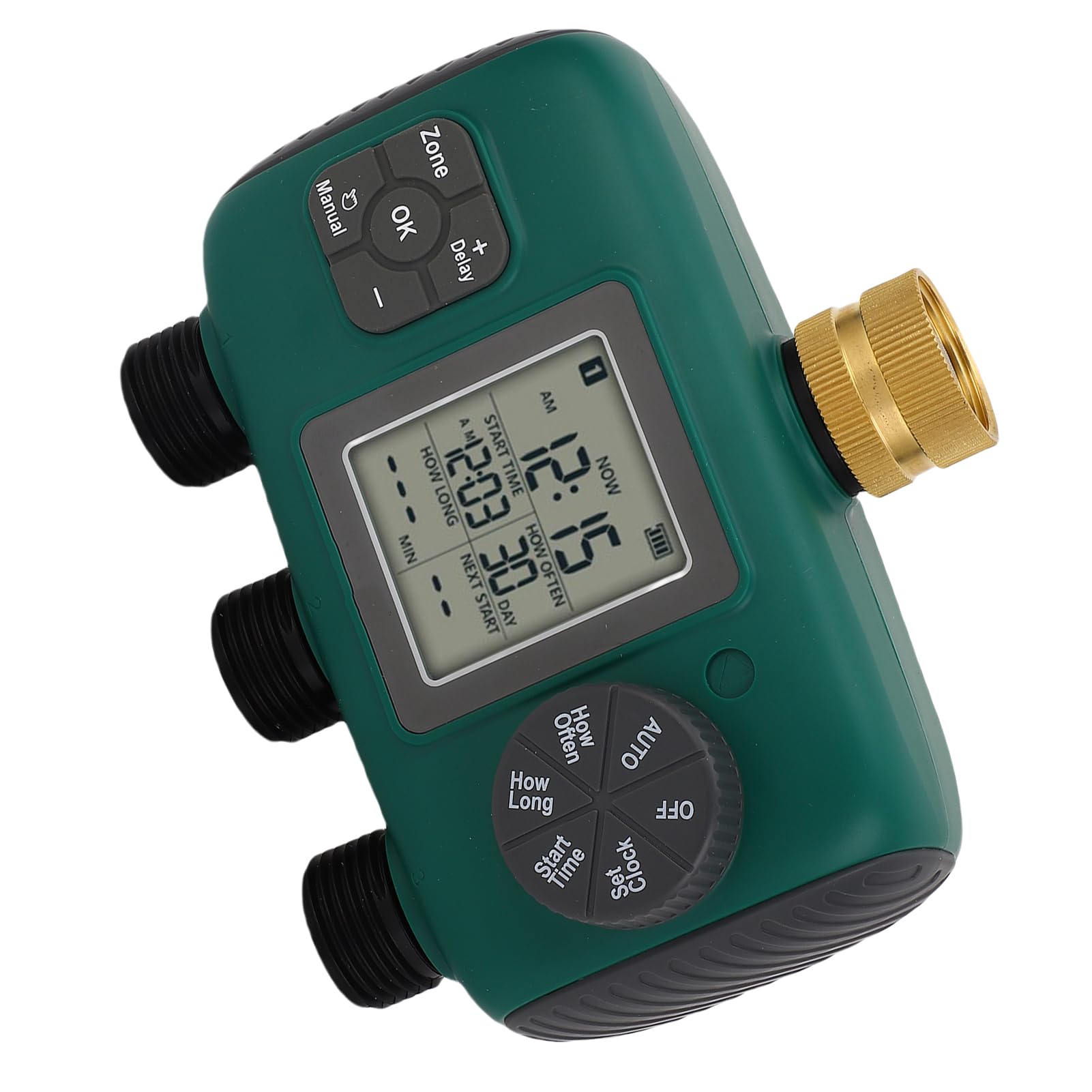 Timer per irrigazione con 3 uscite e connettori in ottone per un controllo efficiente dell'irrigazione in giardino, display LCD impermeabile, 1 unità