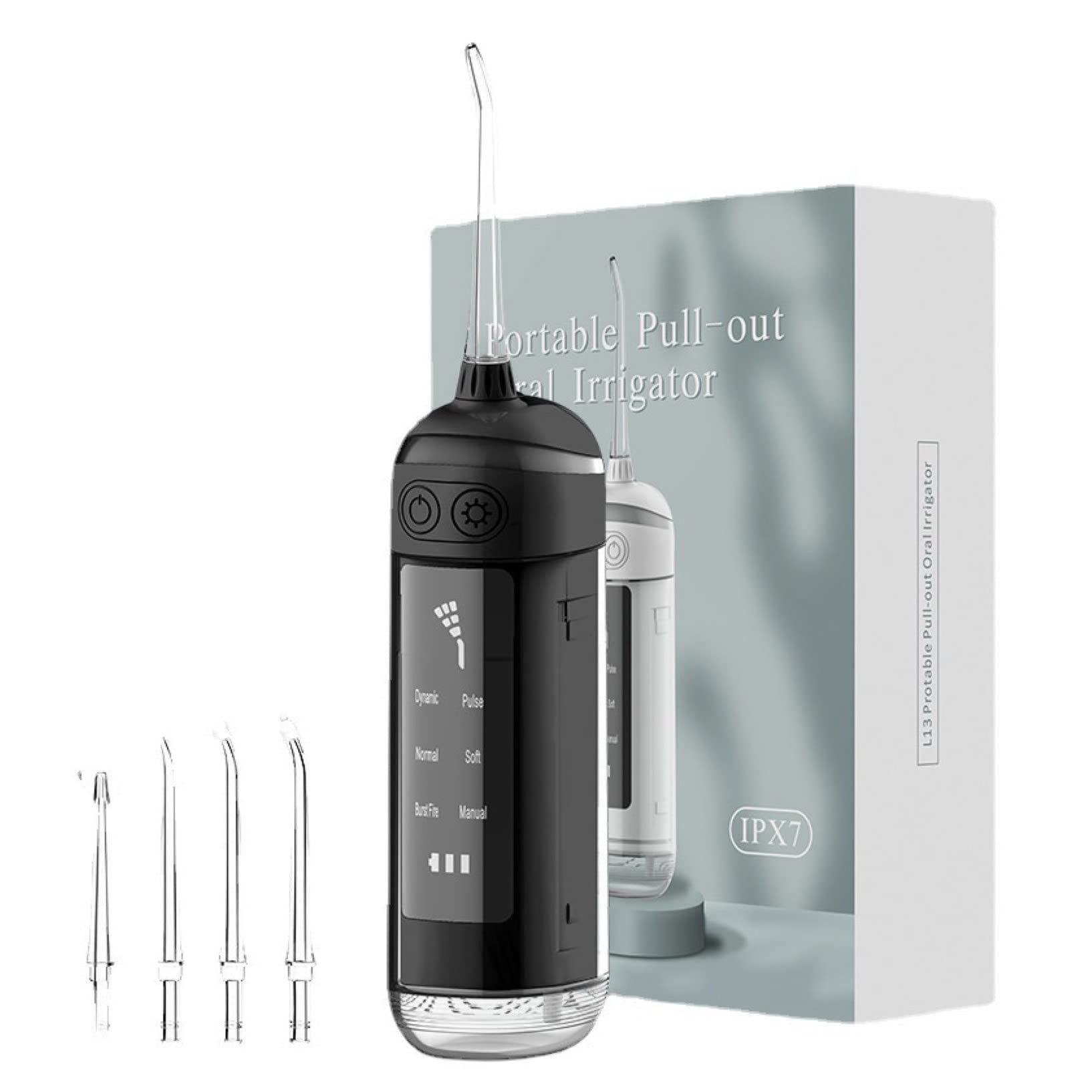180ml Nić Dentystyczna Wody, 6-trybowy Irygator Jamy Ustnej, Przenośny Akumulatorowy Środek Czyszczenia Zębów, 4 Wymienne Końcówki Strumieniowe Podróży W Domu (Color : Black, Size : 180ml)
