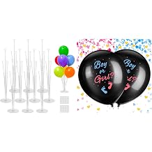 JOYYPOP Bundle of 10 Sets Balloon Stand Kit and 2 Pack 36 Inch Gender Reveal Balloons