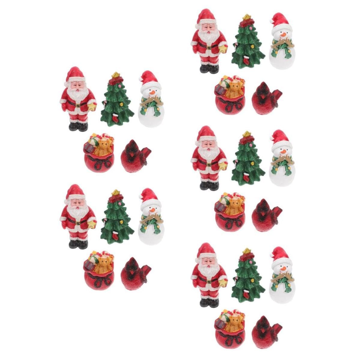 FRCOLOR 5 Set Statuina Babbo Natale in Resina per Decorazioni Natalizie