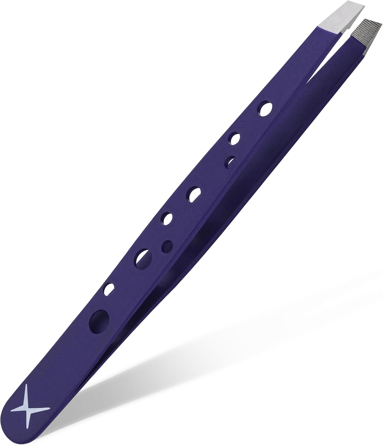 Precision Eyebrow Tweezers – Hand Finished Japanese Stainless Steel, Perfect Alignment, Slant Tip for Fine Hair, 9-Hole Grip, Unique Colors (Frosted Aqua)
