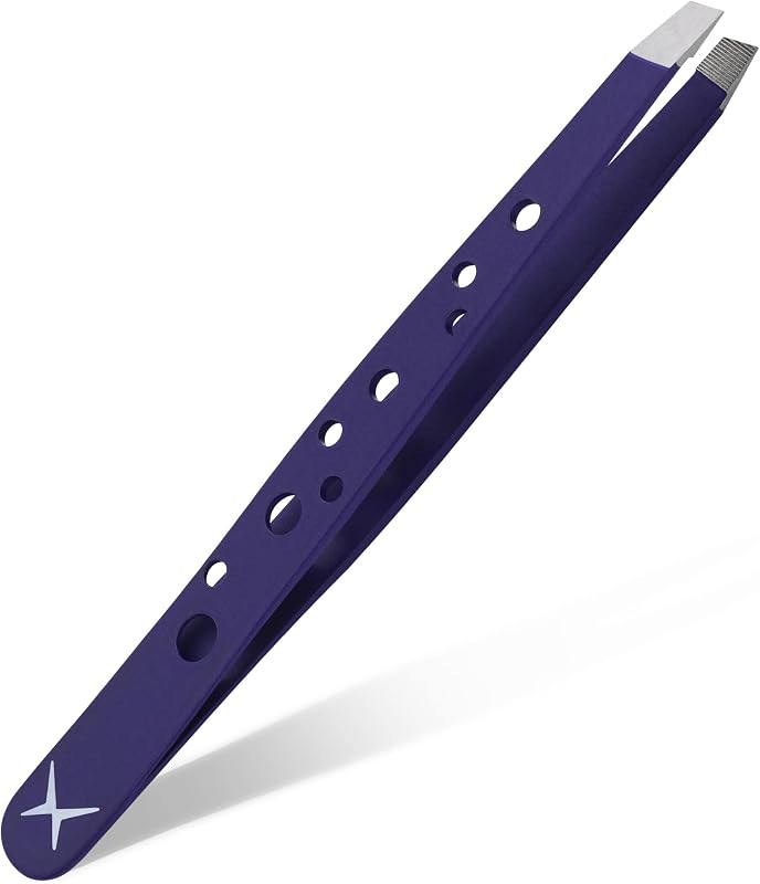 Pinça para sobrancelhas aaasportx com ponta chanfrada, aço inoxidável japonês, Plum Glow, 1 unidade