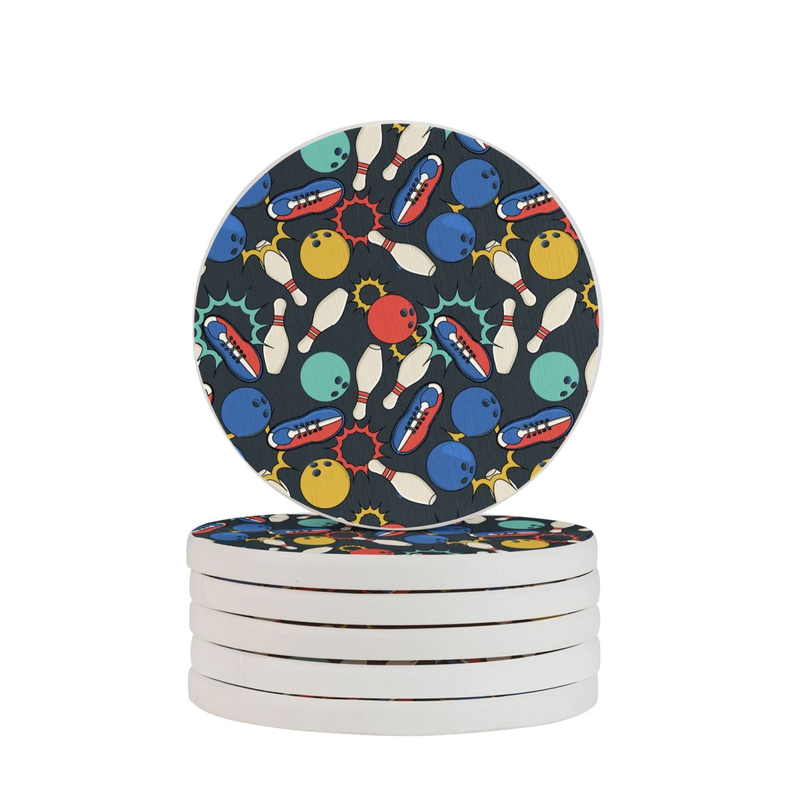 Bowling Two Pieces Drink Coaster for Tabletop Protection Place Mats for Home Decor