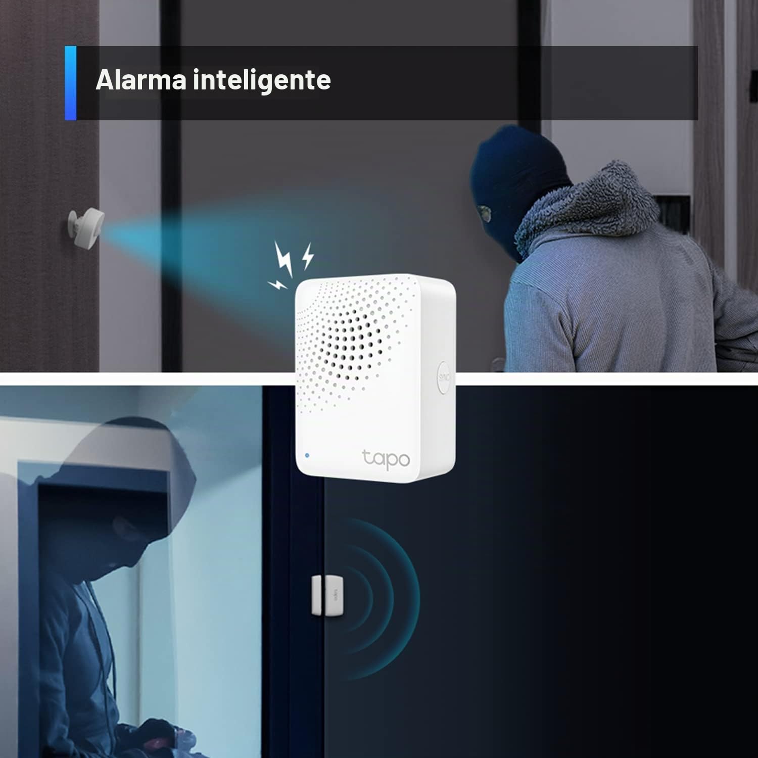 TP-Link Tapo Smart Hub con timbre integrado, requiere Wi-Fi de 2.4 GHz, conexiones fiables de largo alcance con sensores Tapo, protocolo inalámbrico de baja potencia Sub-1G, conecta con hasta 64