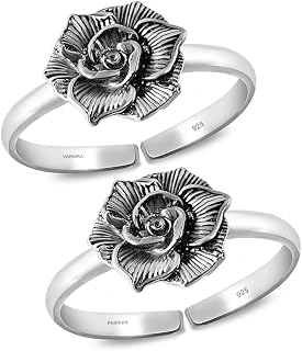 Parnika (Formerly MJ Blooming Rose Design 925 Sterling Silver Toe Rings for Women | Chandi Bichiya | with Certificate of A... Price In India