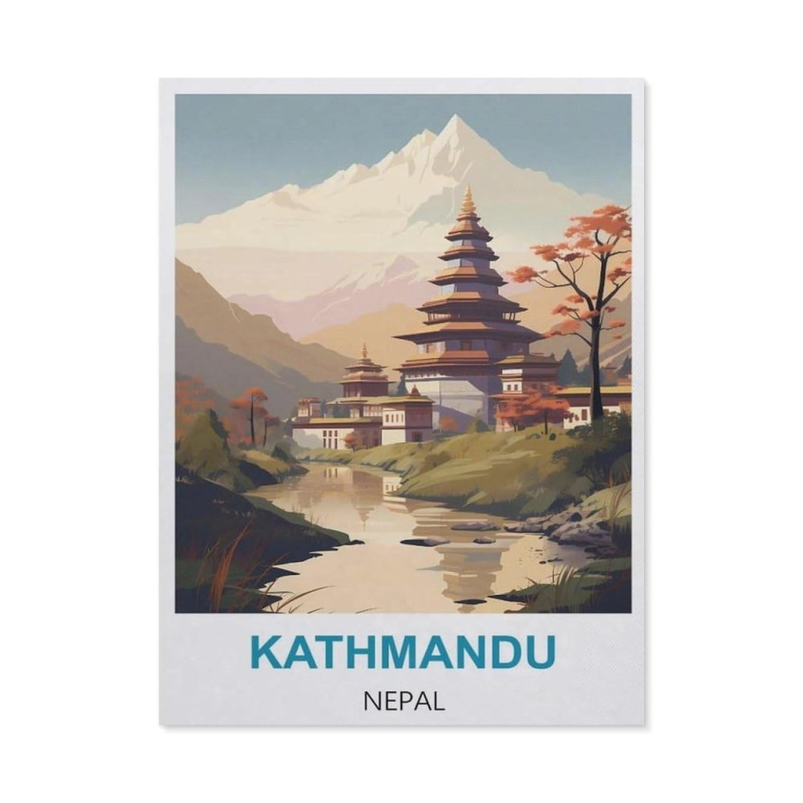 BEAYODKP 5D DIY Diamond Painting kit，Kathmandu Nepal Vintage Travel Poster，Round Resin Diamond Cross Stitch, Home Decoration Gift（30 x 40 cm/11.81 x 15.74 inches）-BW25