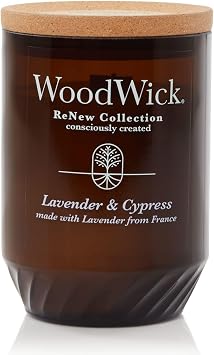 WoodWick Lavender & Cypress Gifts for Women and Men, 13 oz. WoodWick Renew Large Candle with Crackling Wick
