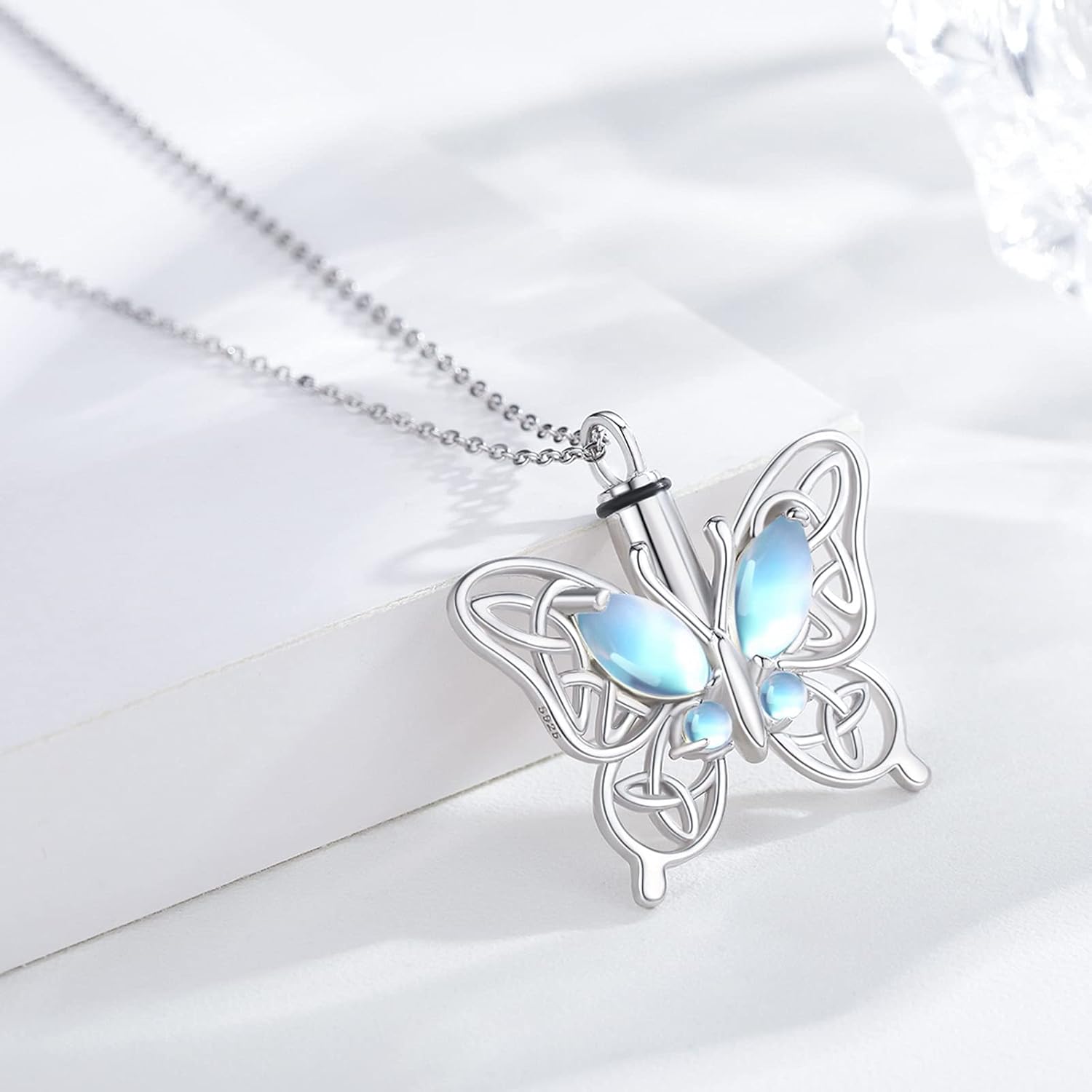 CHENGHONG Butterfly Urn Necklace for Ashes for Women 925 Sterling Silver Celtic Knot Irish Necklace Cremation Jewelry for Ashes for Human Keepsake Memorial Jewelry Gifts for Ashes - Image 2
