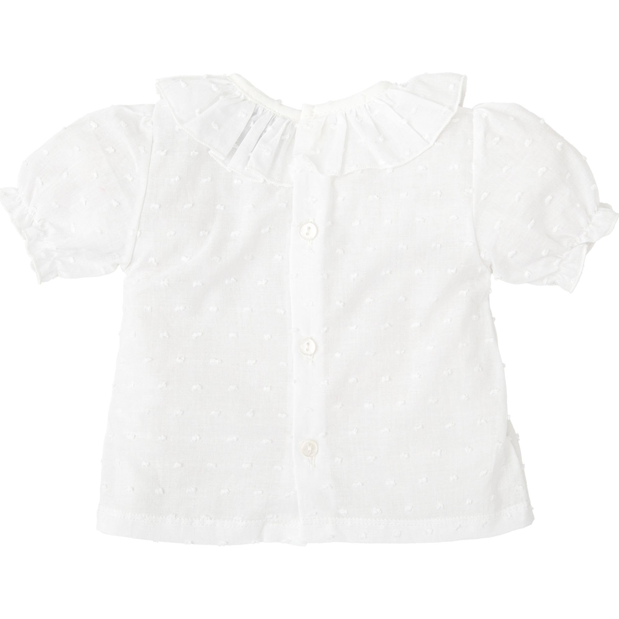 BABIDU Camisa bebé Niña Algodón Plumetti, Cuello Volante Fruncido Y Manga Corta con Elástico Camicia Unisex - Bimbi 0-24