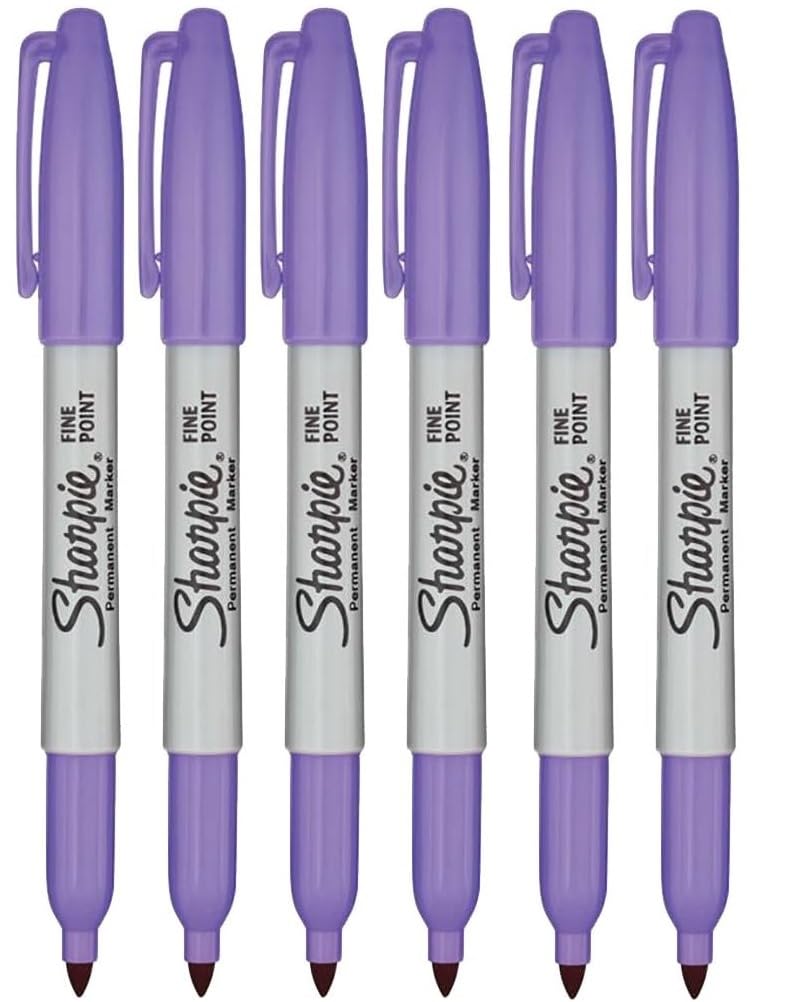 Sharpie - Rotulador permanente de punta fina, color lila, paquete de 6