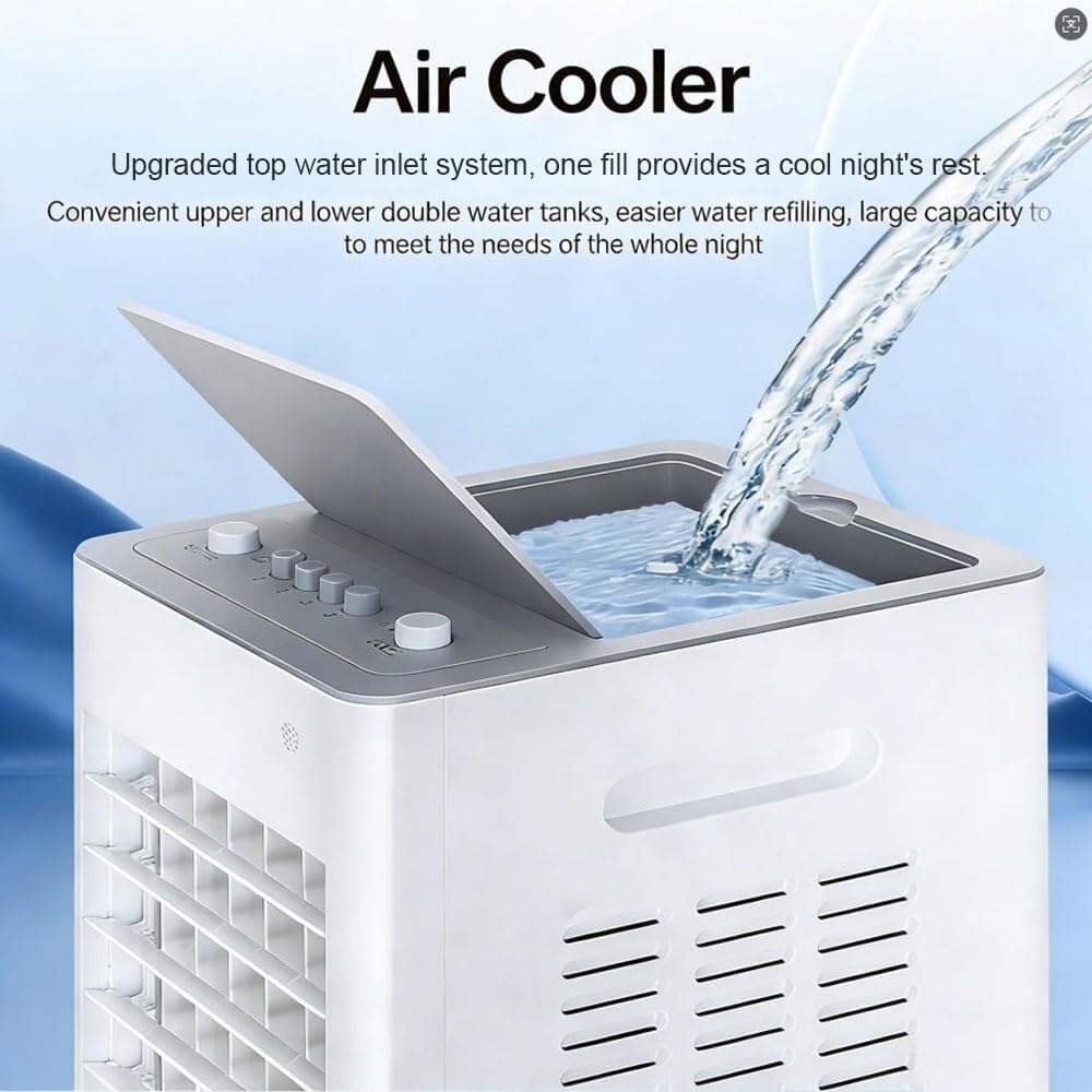 Aire acondicionado portátil sin tubo con mando a distancia, enfriador de aire grande depósito de 9 l, 4 en 1, evaporativo móvil, temporizador de 7,5 horas, 3 velocidades, para habitación, casa