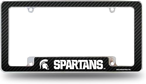 Miniatura 94 de Rico Industries NCAA Carbon Fiber 12" x 6" Chrome All Over Automotive License Plate Frame for Car/Truck/SUV