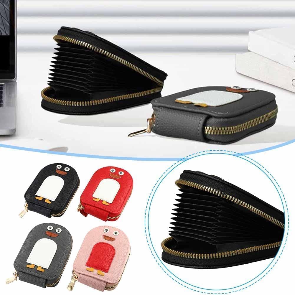 BuntyChiku Cute Penguins PU Credit Card Holder, Cute Penguins Wallet with 11 Card Slots PU Credit Card Coin Wallet Women's Leather Credit Card Holder Women's Credit Card Holder (Multi) 1