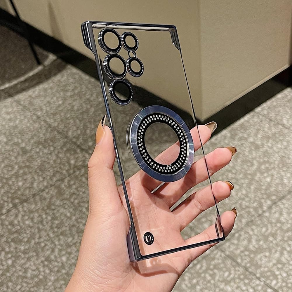 Powłoka bezramkowa etui do Samsung Galaxy S24 S23 S22 Ultra Plus cienki przezroczysty obiektyw aparatu, niebieski, do Galaxy S23Ultra