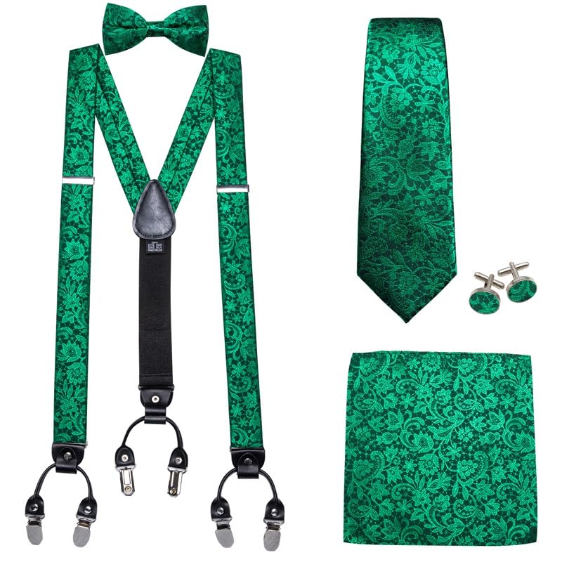Set de Tirantes y Corbatín para Hombre de Seda Verde miniatura 5