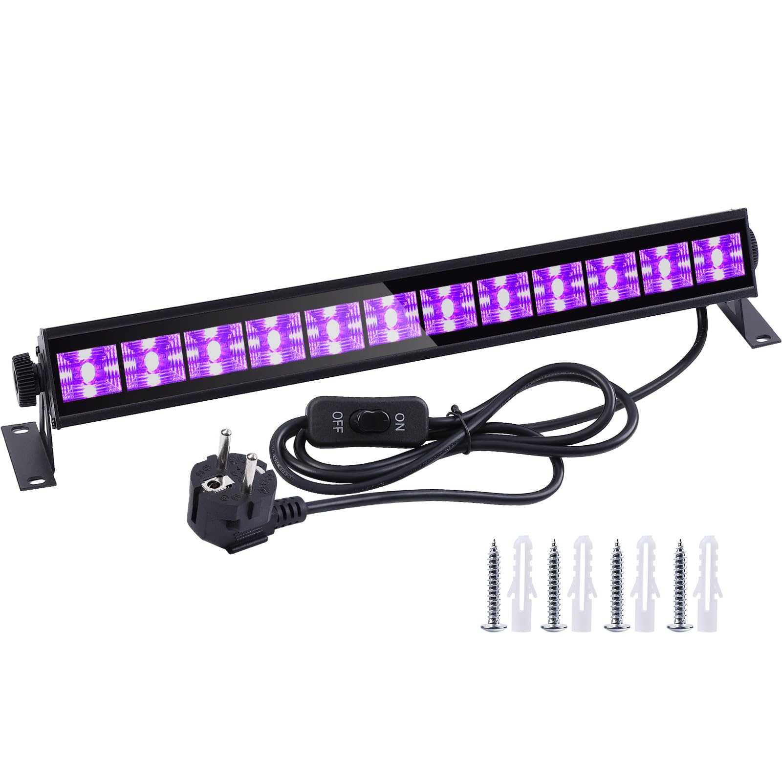 Schwarzlicht,12 LED 3W Schwarzlichtlampe Bar Licht Partylicht für Halloween Körperbemalung Bühnen und Party Deko