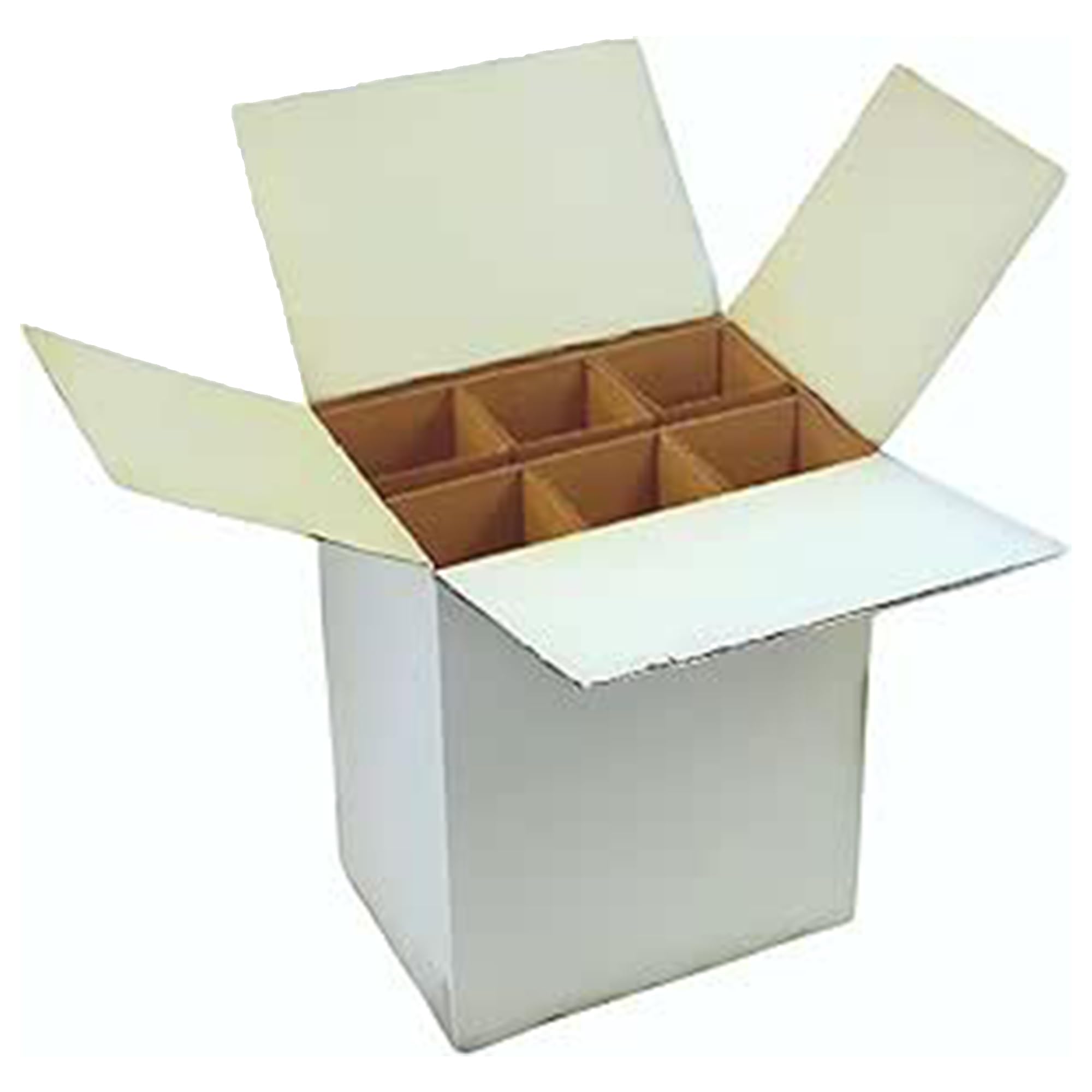 Caja para Botellas de Vino - Pack de 5 Cajas con Separadores para 6 Botellas - Embalaje Seguro y Cartón Resistente (25,5 x 18 x 30,5 cm)