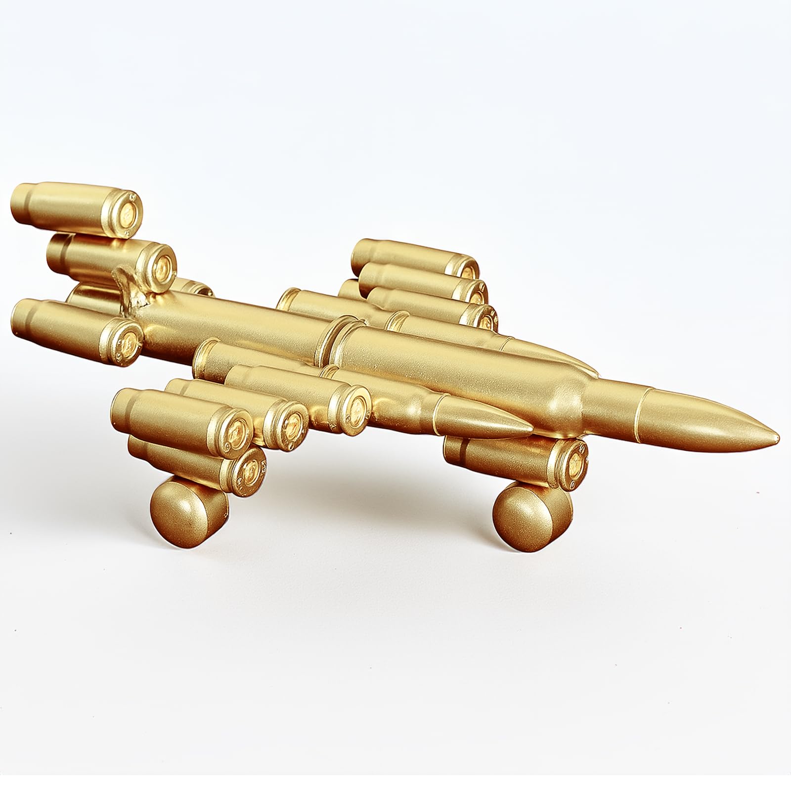 Lovisun Bullet Shell Military Vehicle Sculptures - Handmade Tank, Airplane, Warship Metal Art Decor for Home, Office, Study Room for Men, Veterans (Fighter Model)