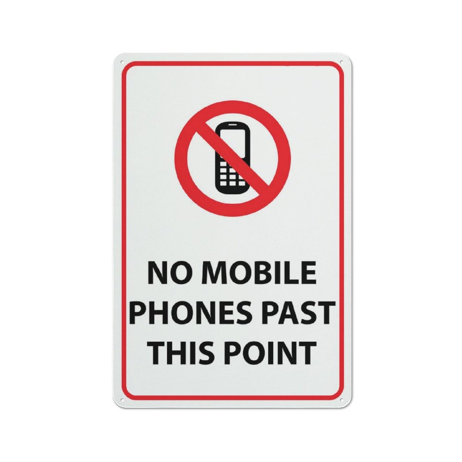 peiyeety No Mobile Phones Past This Point Aluminum Sign - Rustproof Multicolor | Home, Business Decor 12x16 Inch
