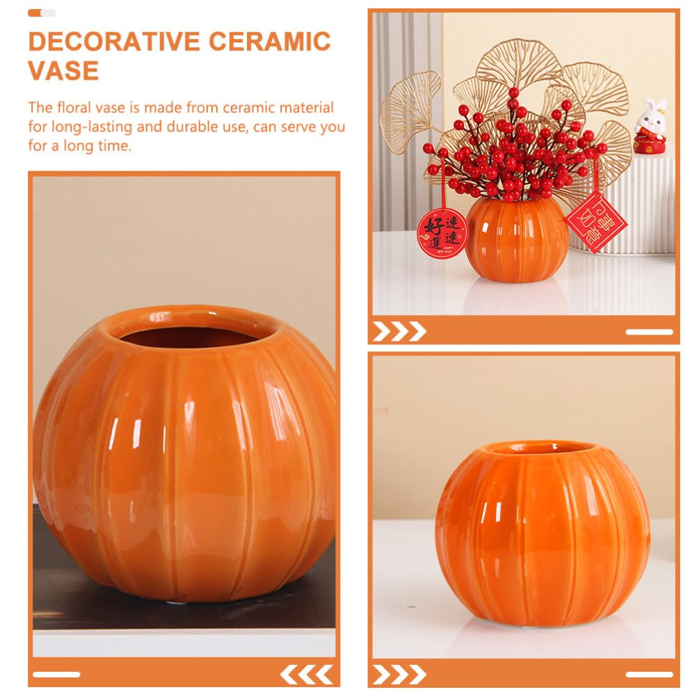 Abaodam Bougeoir en céramique en forme de citrouille pour Halloween, pot de bonbons, vase hydroponique, bougie chauffe-plat pour mariage, cheminée, table basse, décoration