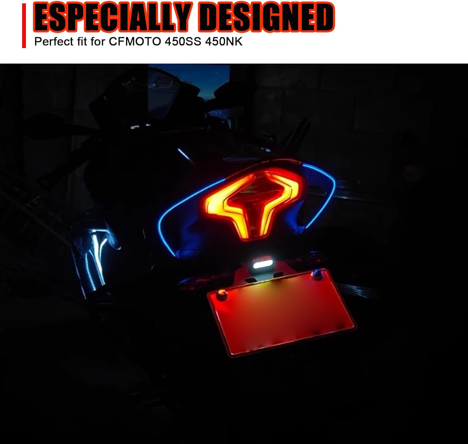 Passenger Seat Cowl LED Light Strips Fairing Light Compatible with CFMOTO 450SS/450NK 2023 2024 2025,210+ Models,Mobile Phone APP Control,CFMOTO 450SS Accessories,CFMOTO 450NK Accessories
