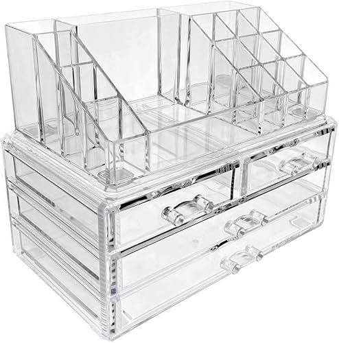 Miniatura 3 de OnDisplay Estuche de almacenamiento de cosméticos y joyas, diseño de 4 cajones, perfecto para tocador, encimera de baño o aparador