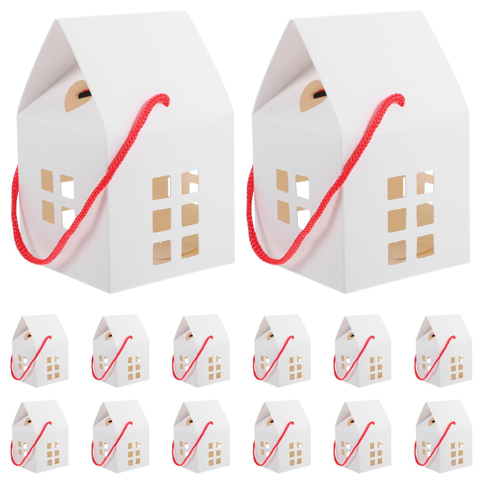 Hausförmige Gastgeschenkboxen 50 Stück aus Papier Weiß für Hochzeit | Kleine Schachteln für Süßigkeiten, Verpackung für Feier und Fest, Geeignet zum Aufbewahren Kleiner Dinge