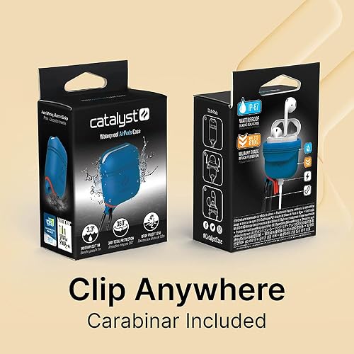 Miniatura 7 de Catalyst - Funda impermeable para Airpods de silicona, compatible con Apple Airpods 2 de carga inalámbrica, mosquetón, a prueba de golpes, sellado