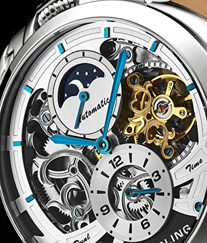 Stuhrling Orignal Mens Watch Automatic Watch Skeleton Watches for Men - Leather Luxury Dress Watch - Mechanical Watch Stainless Steel Case Self Winding Analog Watch for Men - Image 7