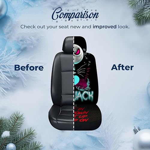 Miniatura 7 de Horror Nightmare Skellington - 2 fundas de asiento delantero para automóvil, camión, SUV, regalos de Navidad, funda de asiento de cubo duradera, 10.