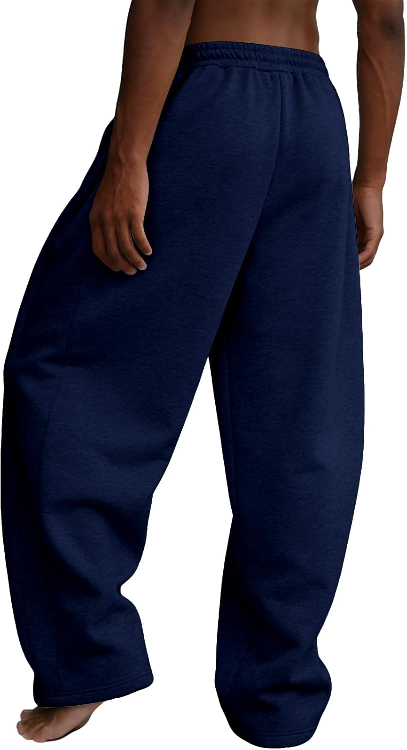 Men's Baggy Sweatpants Heavyweight Fleece Wide Leg Drawstring Sweat Pants,Casual Lounge Joggers with Pockets Slacks - Image 6