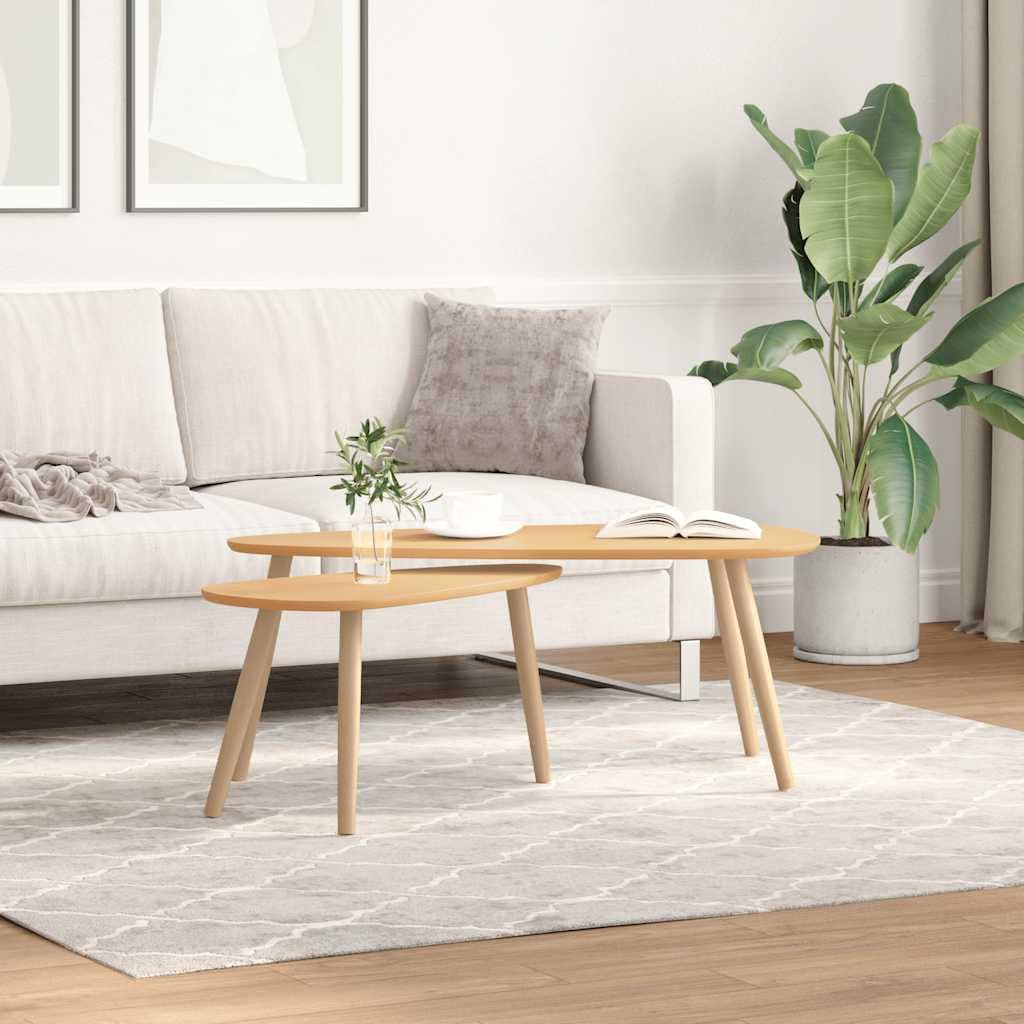 Table basse en pin massif design stable marron de salon
