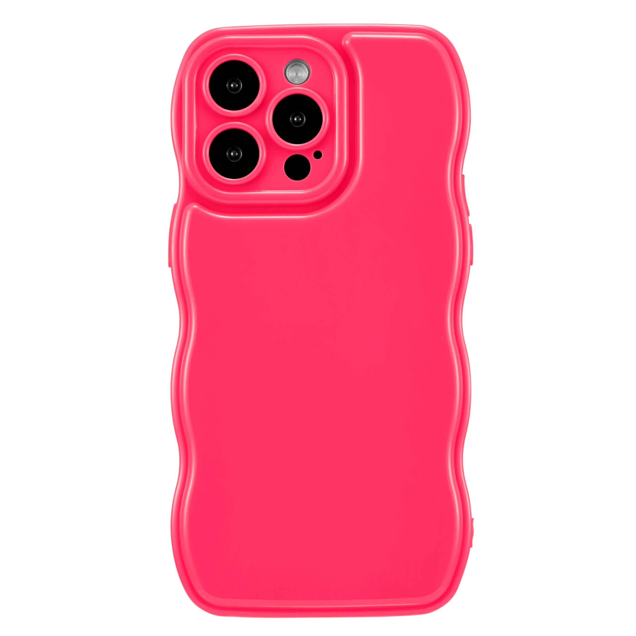 FABSPARK Phone Case for iPhone 16 Pro Max Case,Simple Wave Design Wavy Frame Soft Silicone Aesthetic for iPhone 16 Pro Max,Hot Pink