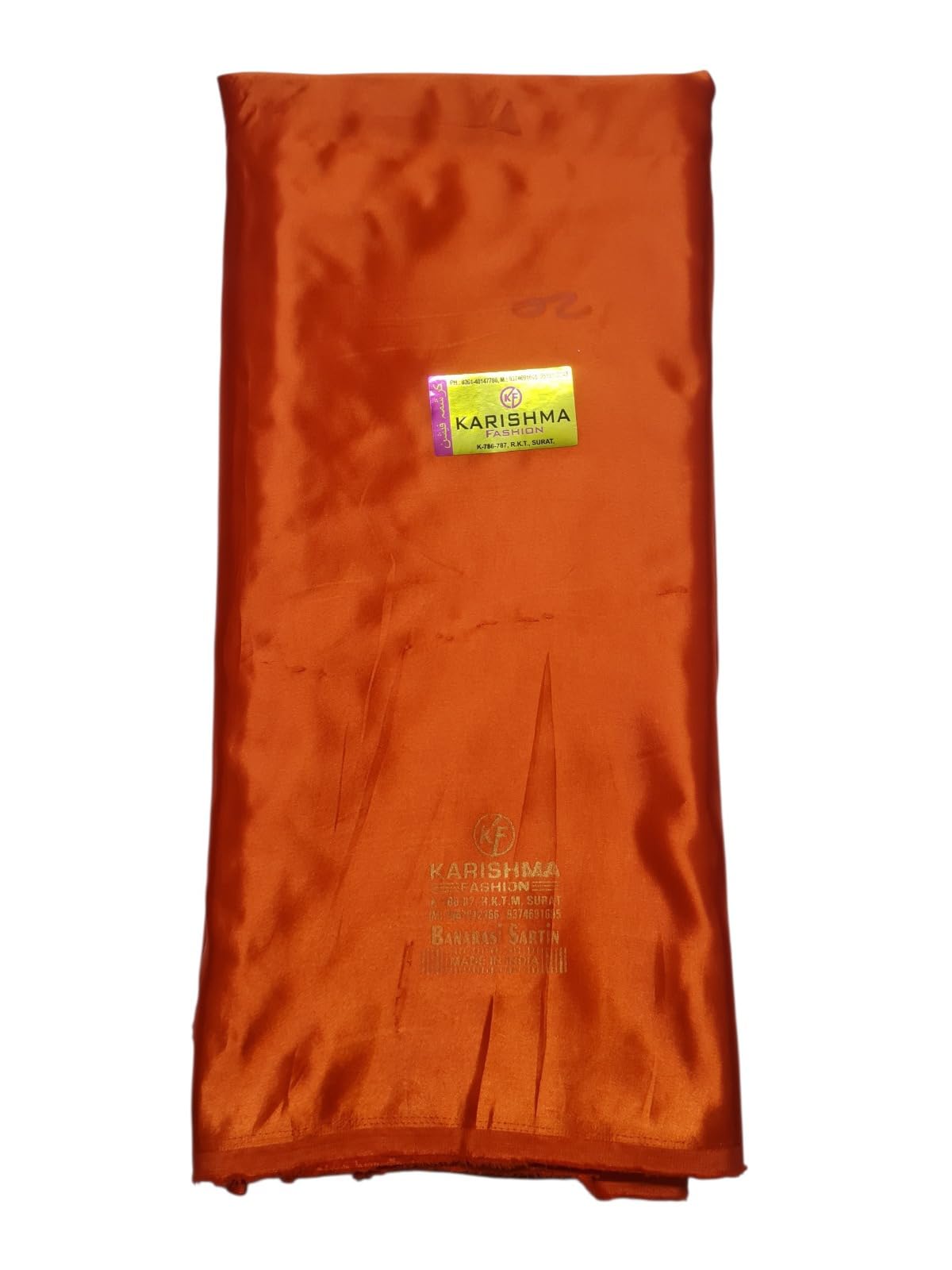FASHION OASIS Banarsi Satin Fabric for Scarf,Scrunchies,Gown,Lining,ElegantStyle,Teal (Rust Orange, 3.5 MTR)-image-26