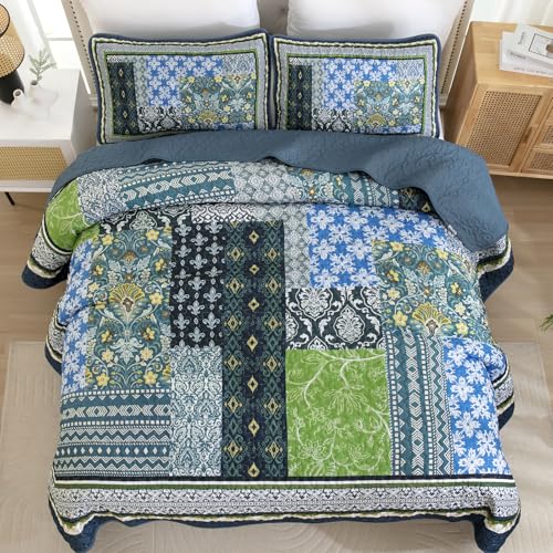 Couette patchwork bohème très grand lit avec 2 taies d'oreiller - 5