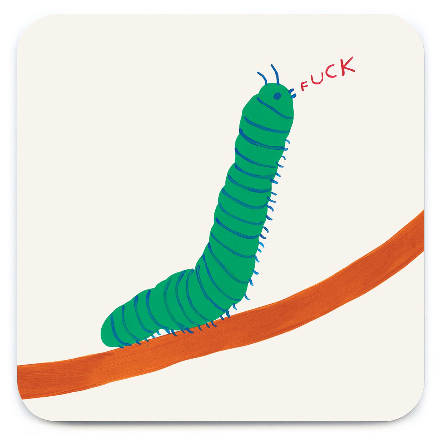 Brainbox Candy Women's Official David Shrigley - Funny Rude 'Caterpillar F*Ck' Coaster - Small Gift Ideas For Him Her - Friends Birthday - New Home Gift - Funny Presents For Men - Sold By