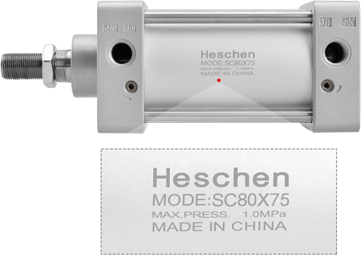 Heschen Pneumatic Standard Cylinder SC 80-75 PT3/8 port 80mm Bore 75mm Stroke Double Acting
