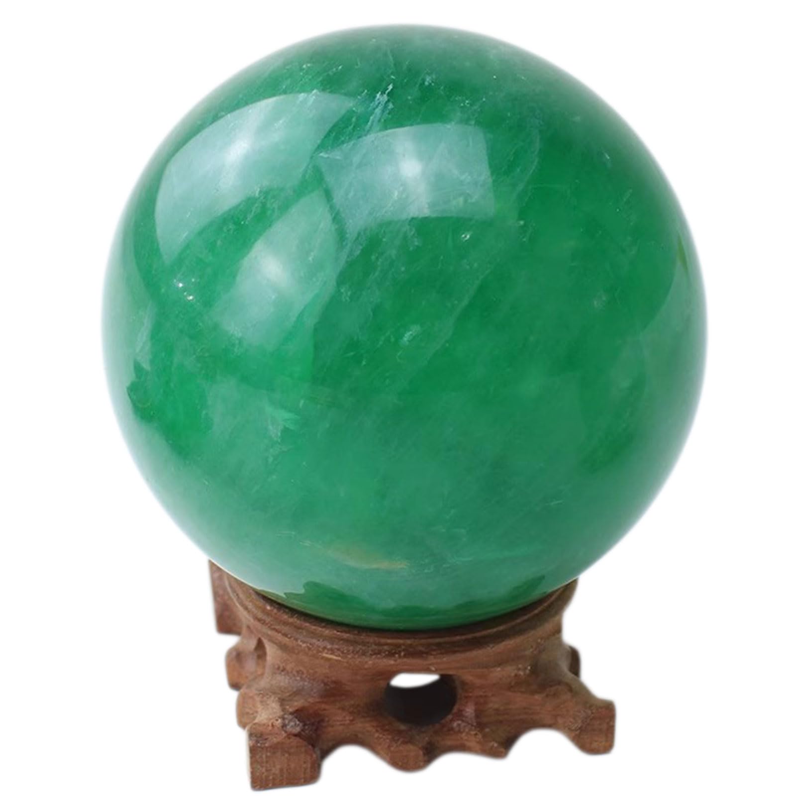 GPDNBIEU Fluorite Crystal Ball, Natural Green Fluorite Crystal Ball with Stand Sculpture Meditation Witchcraft Divination Feng Shui(Diameter 180mm)