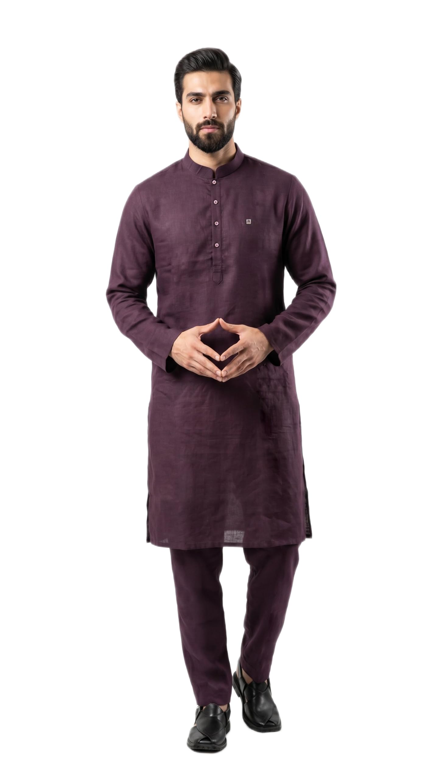 mashroo Men's Kurta Pajama Set, Maroon, S, 100% Linen, Festive and Casual Wear-picture-10