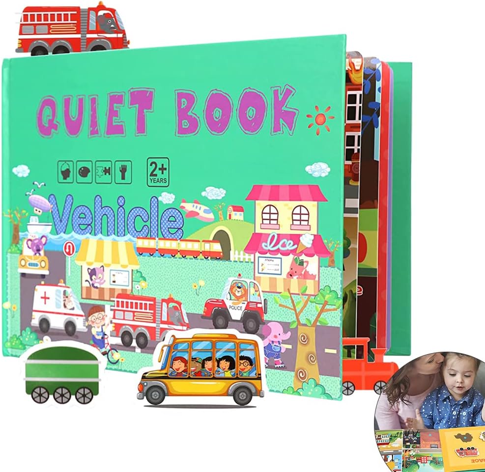Foreverup Montessori Quiet Book, Juego de Rompecabezas, Juguetes para bebés, Desarrollo temprano del Libro, Resistente al Agua, Antimanchas, para niños Preescolar, educación temprana, Transporte