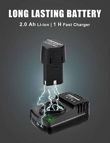 Miniatura 7 de COMOWARE Llave de trinquete eléctrica inalámbrica de 38 pulgadas, kit de trinquete de potencia de 12 V de 40 pies con 1 batería de iones de litio,
