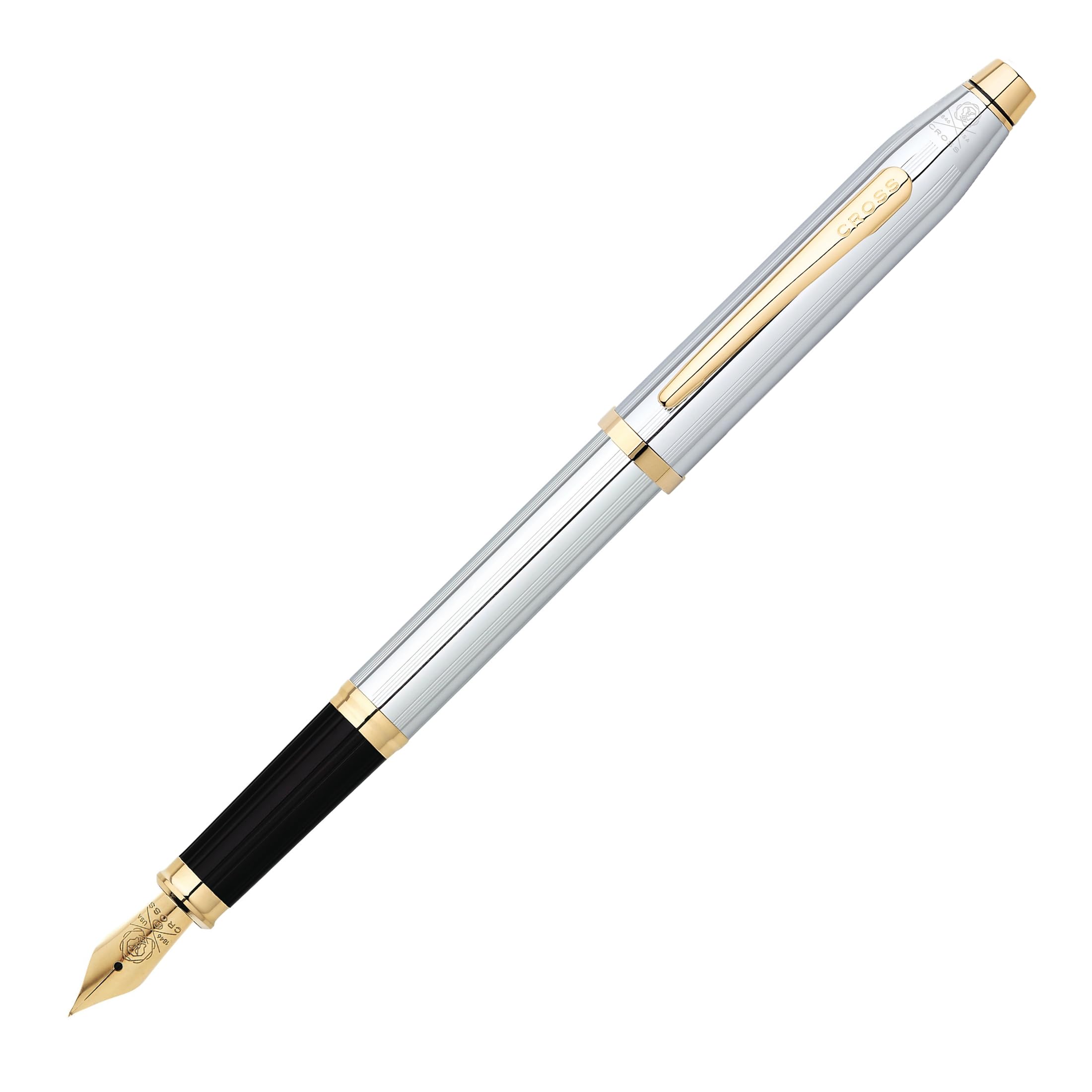 CROSS Century II Medalist - Stylo plume rechargeable - Avec atrributs plaqués or 23 carats - Pointe moyenne - Écrin classique et deux cartouches incluses