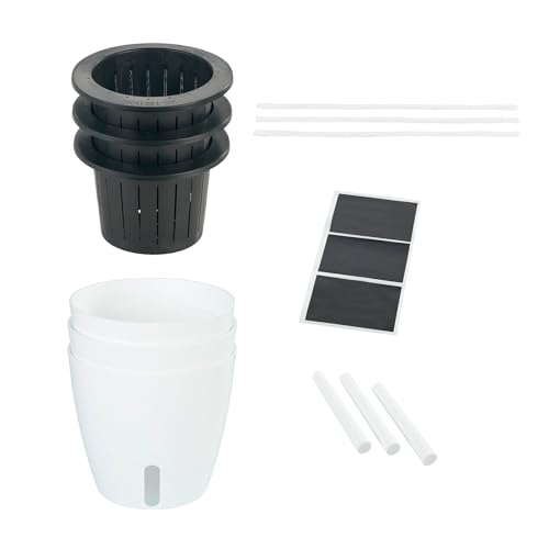 Maximex 3 Pots de Fleurs à réserve d’Eau, Lot de 15 pièces, Pots à Herbes aromatiques avec réservoir d'eau, arrosage Automatique pour Plantes...
